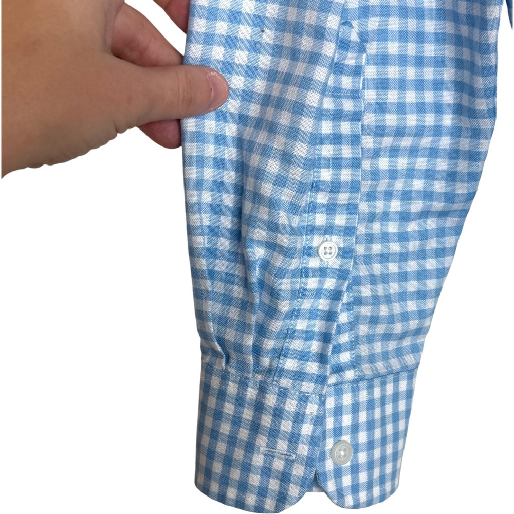 ST JOHNS BAY Mens L Blue White Gingham Stretch Long Sleeve Button Down Shirt - Picture 11 of 13